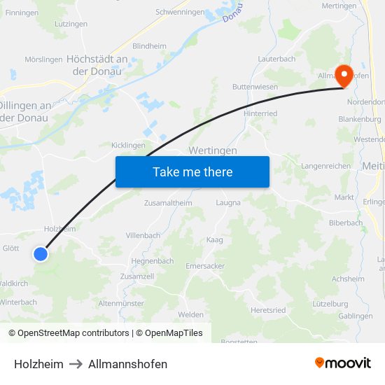 Holzheim to Allmannshofen map