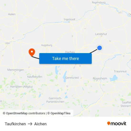 Taufkirchen to Aichen map