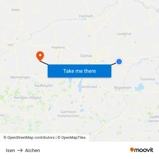 Isen to Aichen map