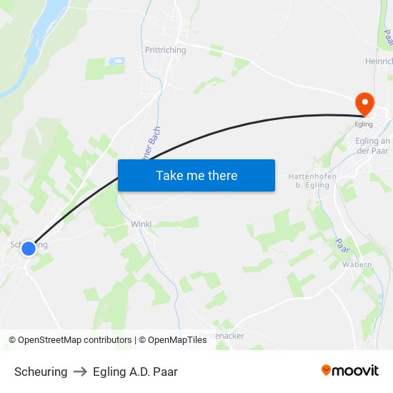 Scheuring to Egling A.D. Paar map