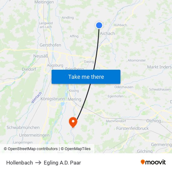 Hollenbach to Egling A.D. Paar map