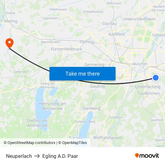 Neuperlach to Egling A.D. Paar map