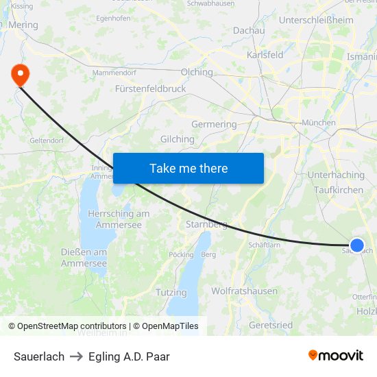 Sauerlach to Egling A.D. Paar map