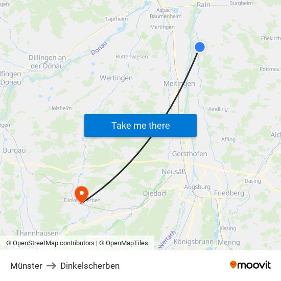 Münster to Dinkelscherben map