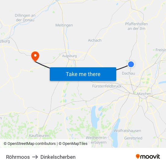 Röhrmoos to Dinkelscherben map