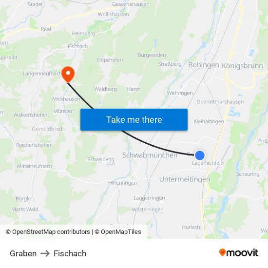 Graben to Fischach map