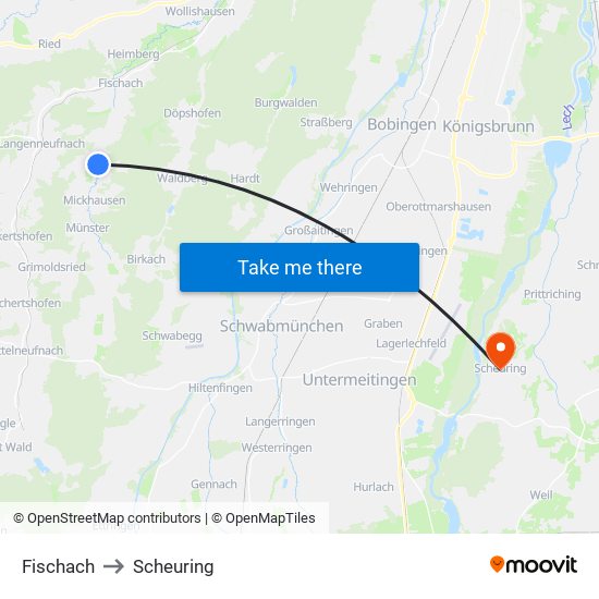 Fischach to Scheuring map