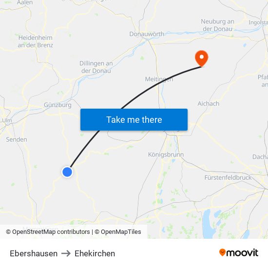 Ebershausen to Ehekirchen map
