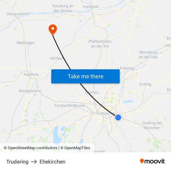 Trudering to Ehekirchen map