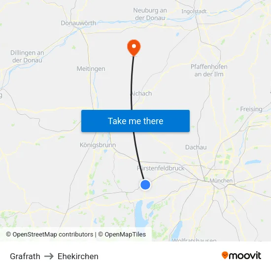 Grafrath to Ehekirchen map