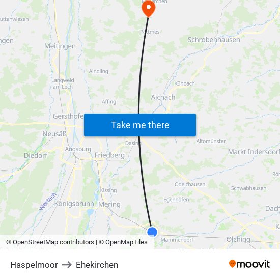 Haspelmoor to Ehekirchen map