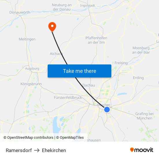 Ramersdorf to Ehekirchen map