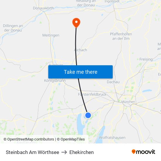 Steinbach Am Wörthsee to Ehekirchen map