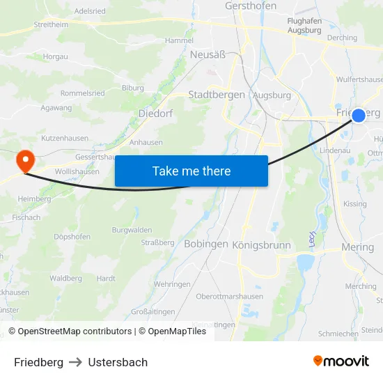 Friedberg to Ustersbach map