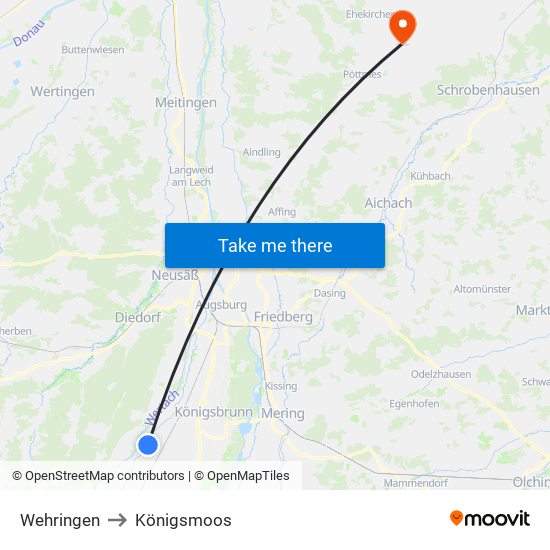 Wehringen to Königsmoos map