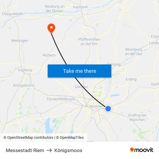 Messestadt Riem to Königsmoos map