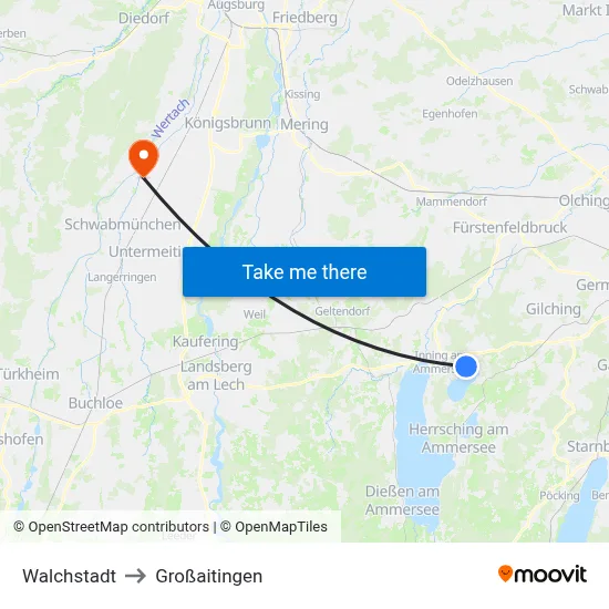 Walchstadt to Großaitingen map