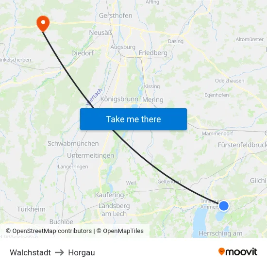 Walchstadt to Horgau map