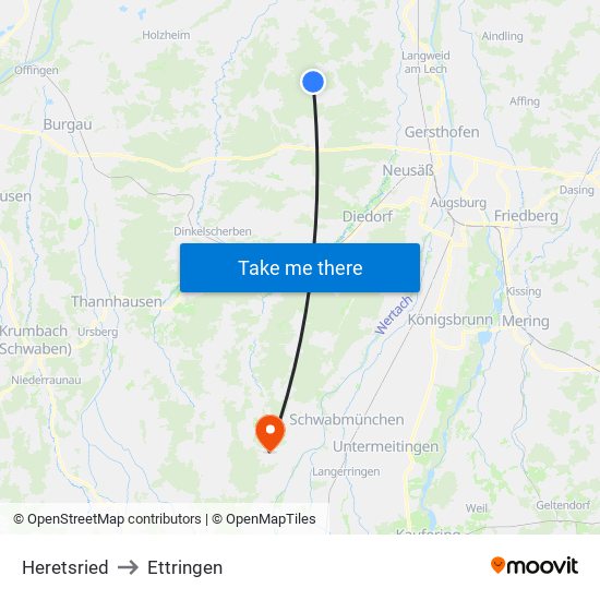 Heretsried to Ettringen map