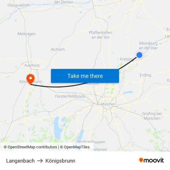 Langenbach to Königsbrunn map