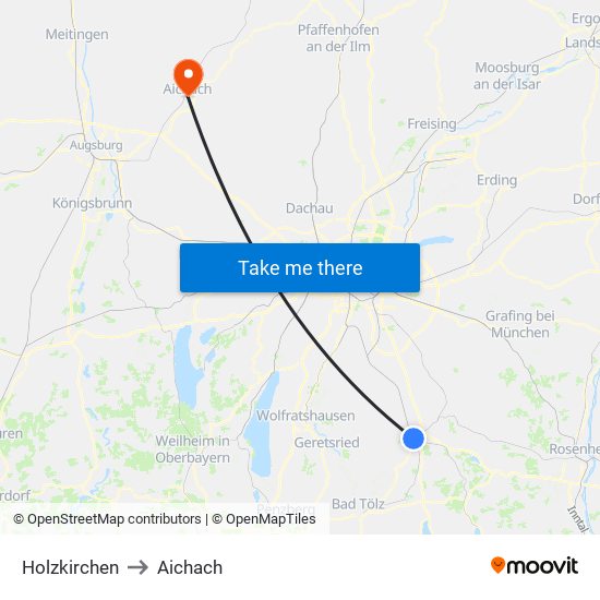 Holzkirchen to Aichach map