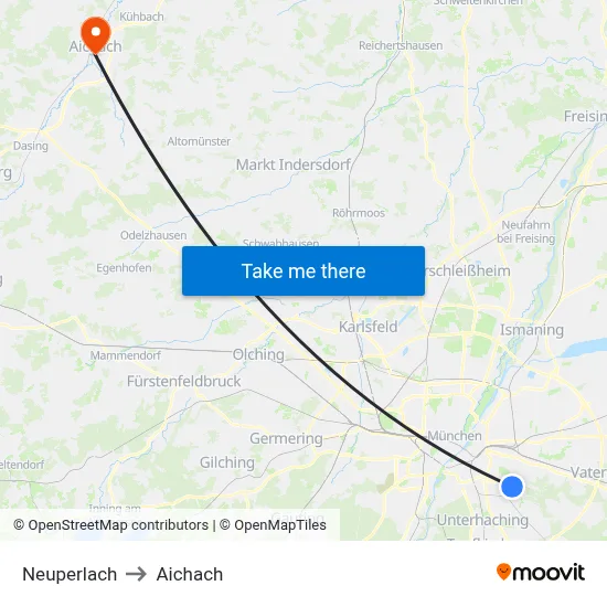 Neuperlach to Aichach map
