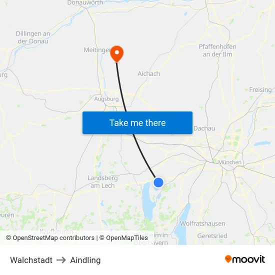 Walchstadt to Aindling map