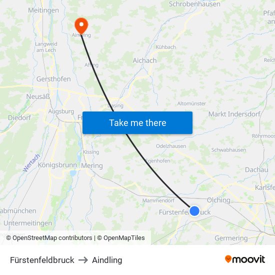 Fürstenfeldbruck to Aindling map