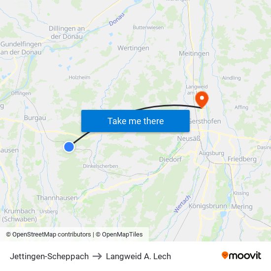 Jettingen-Scheppach to Langweid A. Lech map