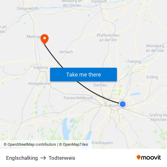 Englschalking to Todtenweis map
