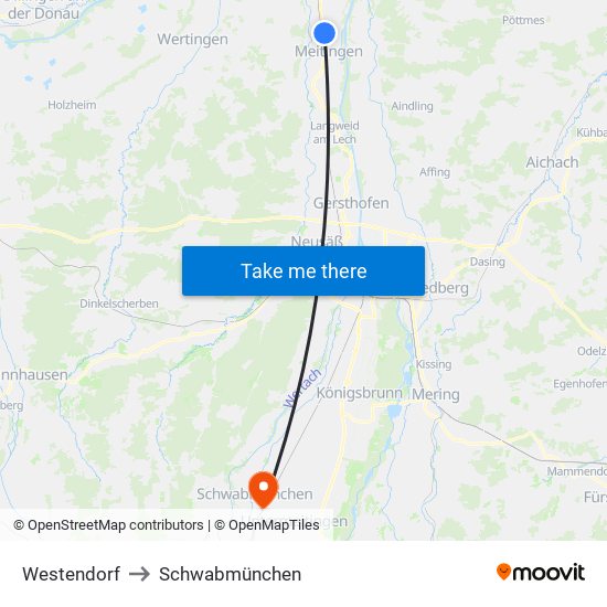 Westendorf to Schwabmünchen map