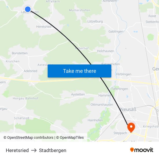 Heretsried to Stadtbergen map