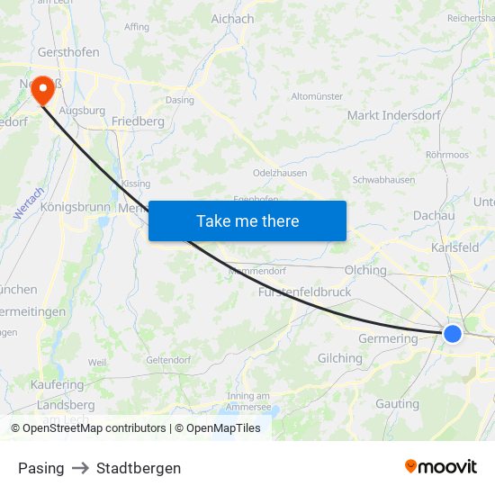 Pasing to Stadtbergen map