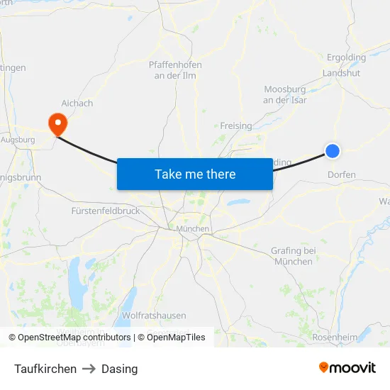 Taufkirchen to Dasing map