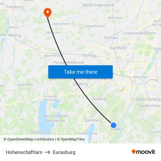 Hohenschäftlarn to Eurasburg map