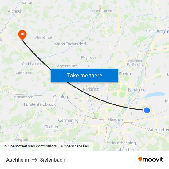 Aschheim to Sielenbach map