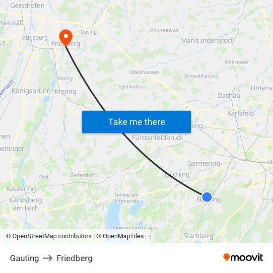 Gauting to Friedberg map