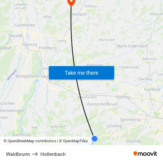 Waldbrunn to Hollenbach map