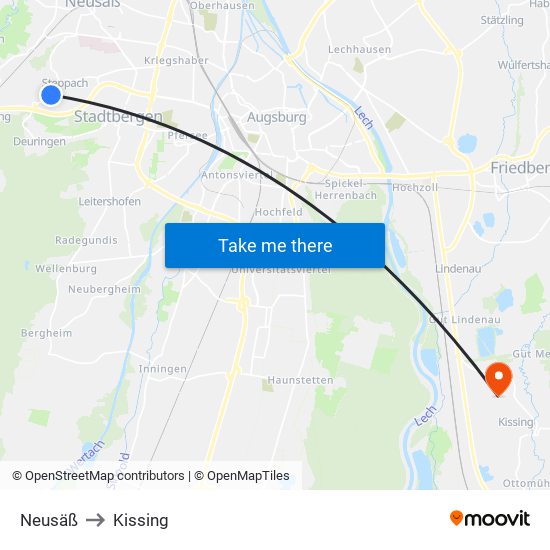 Neusäß to Kissing map