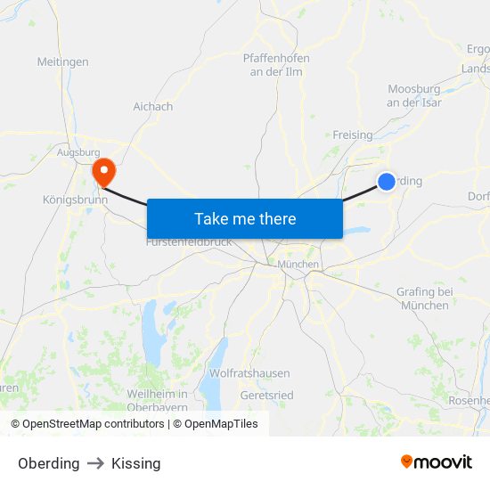 Oberding to Kissing map