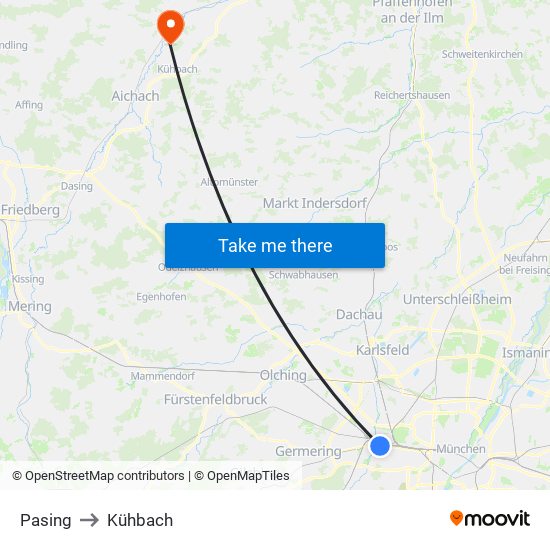 Pasing to Kühbach map