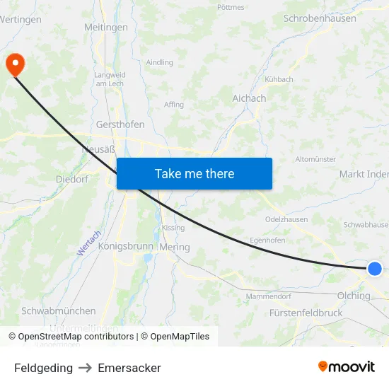 Feldgeding to Emersacker map