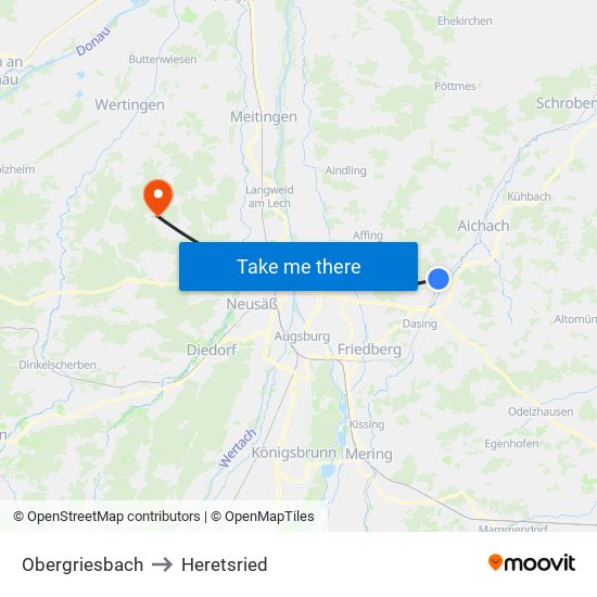 Obergriesbach to Heretsried map