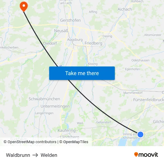 Waldbrunn to Welden map