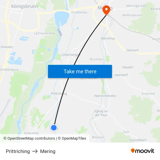 Prittriching to Mering map