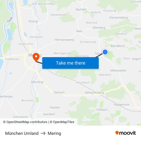 München Umland to Mering map