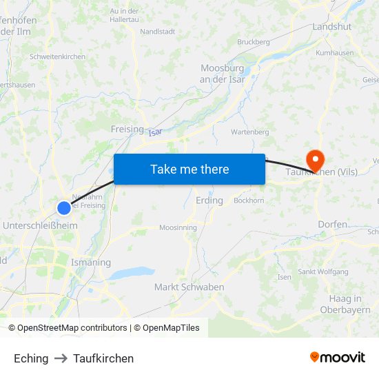 Eching to Taufkirchen map