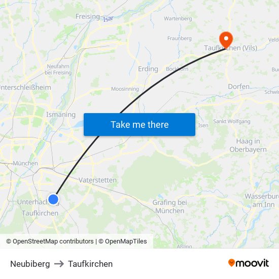 Neubiberg to Taufkirchen map