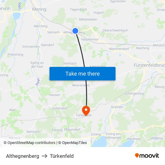 Althegnenberg to Türkenfeld map