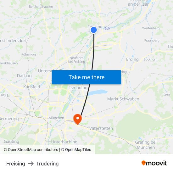 Freising to Trudering map